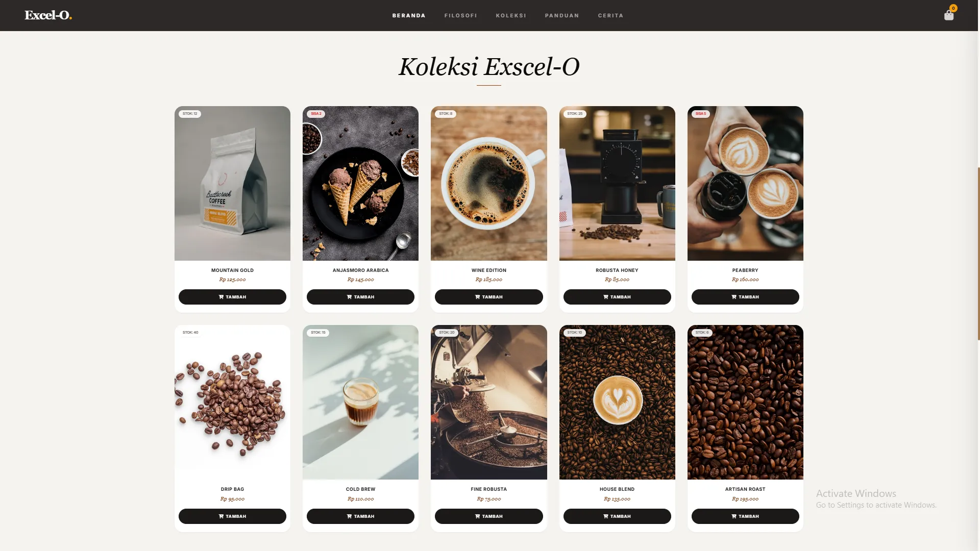 Website E-Commerce Excel-O